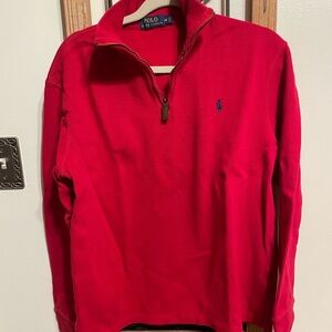 Polo Ralph Lauren 1/4 Zip Red 100% Cotton Knit